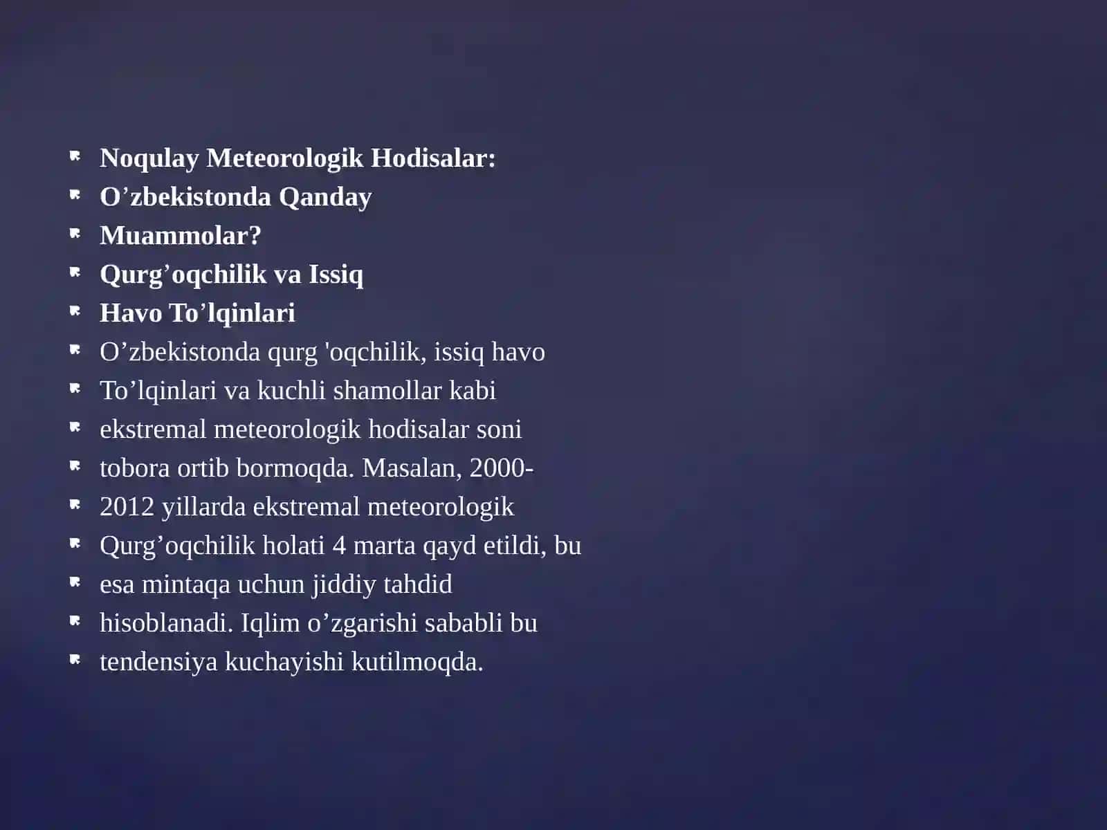 Noqulay Meteorologik Hodisalar 2