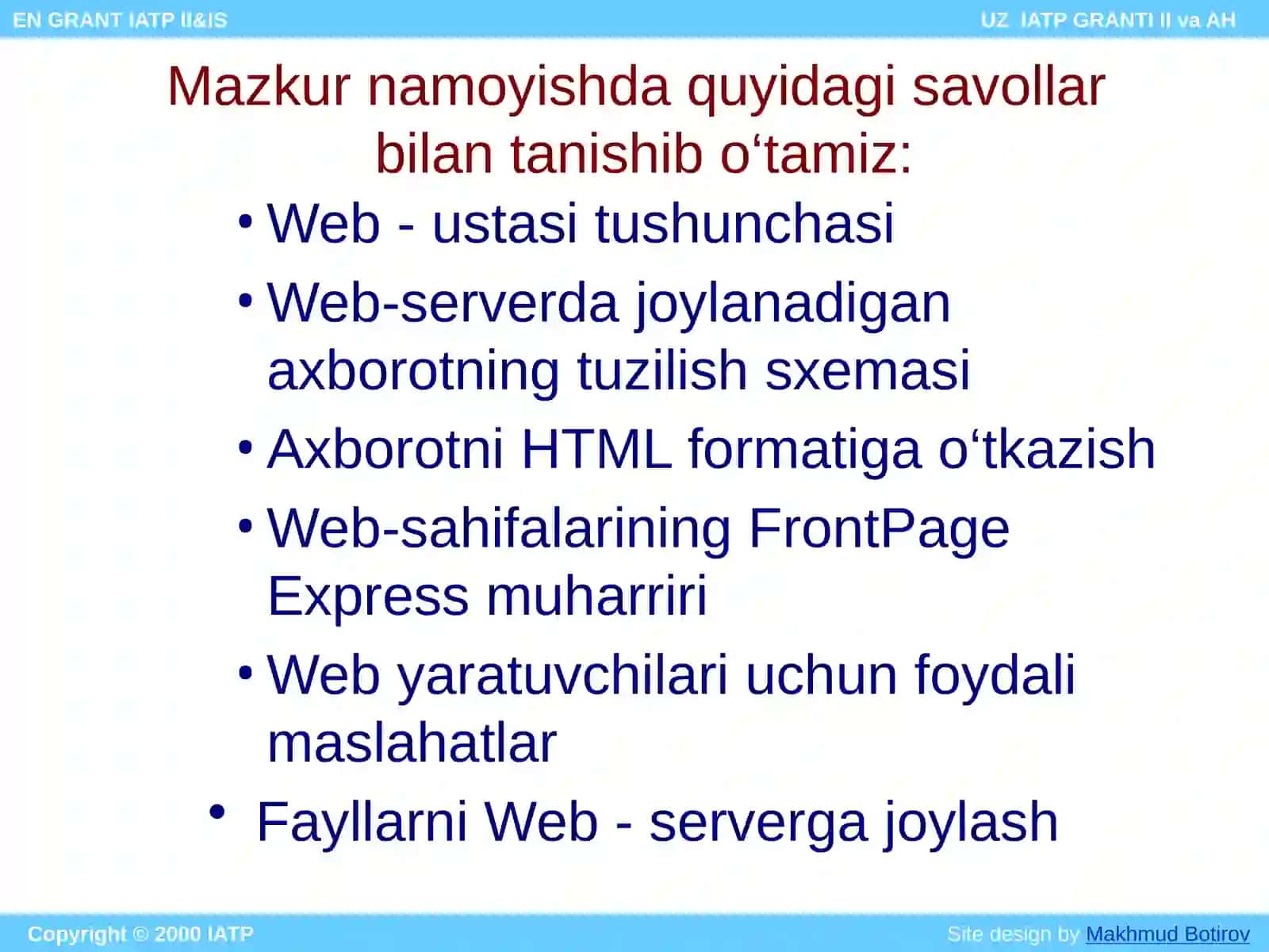 WEB - SAHIFALAR YARATISH 2