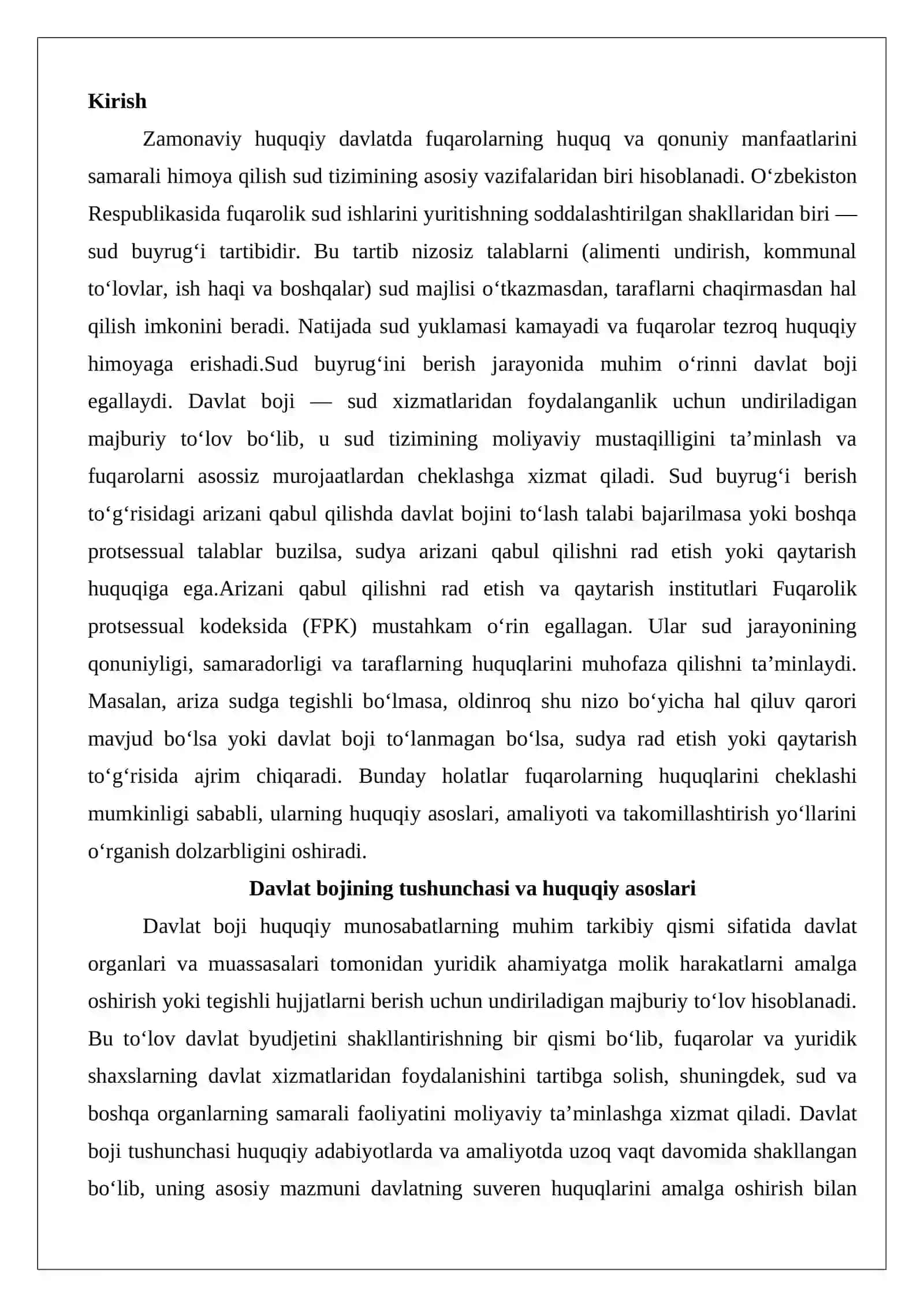 Davlat boji. Sud buyrug‘ini berish to‘g‘risidagi arizani qabul qilishni rad etish va qaytarish 2
