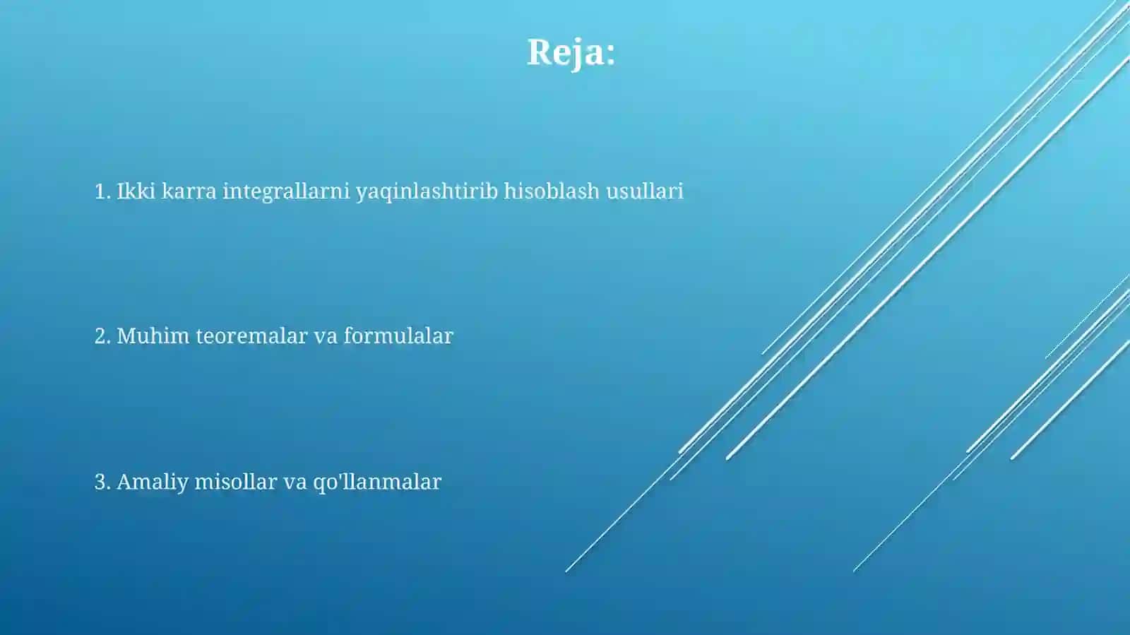 Matematik analiz fanidan ikki karrali integrallarni taqribiy hisoblash 2