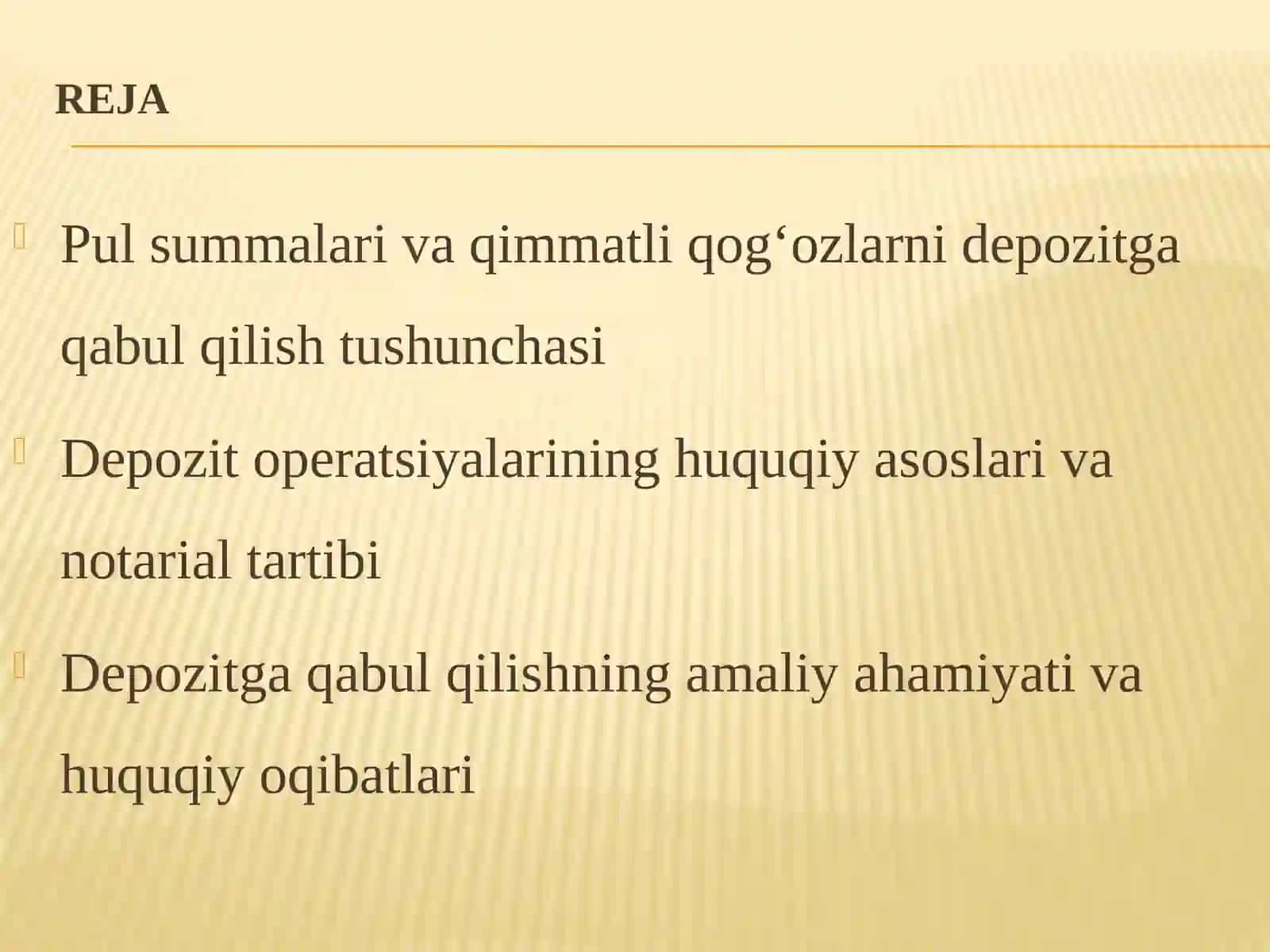 Pul summalari va qimmatli qog'ozlarni depozitga qabul qilish 2