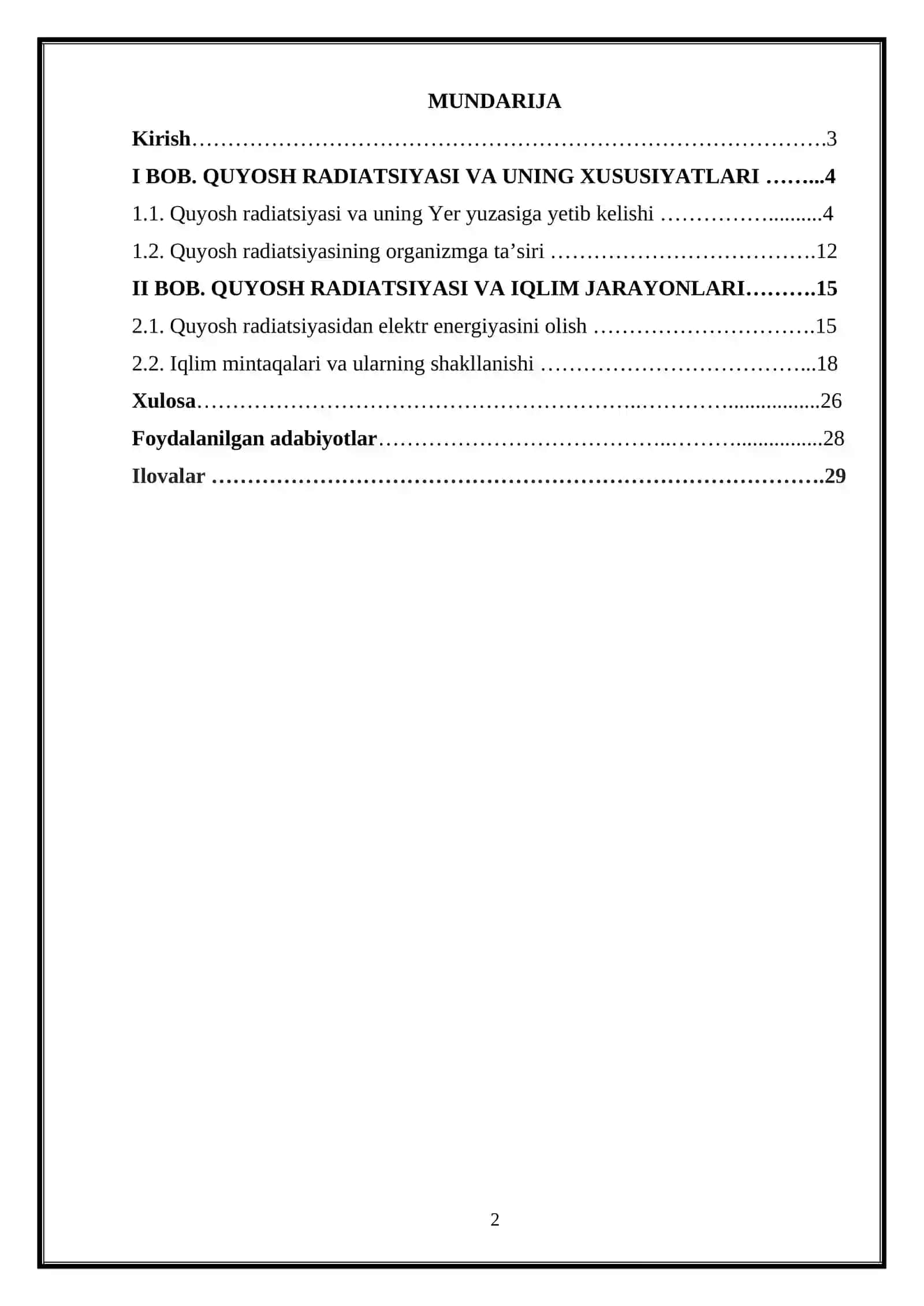 Quyosh radiatsiyasi va iqlim mintaqalari 2