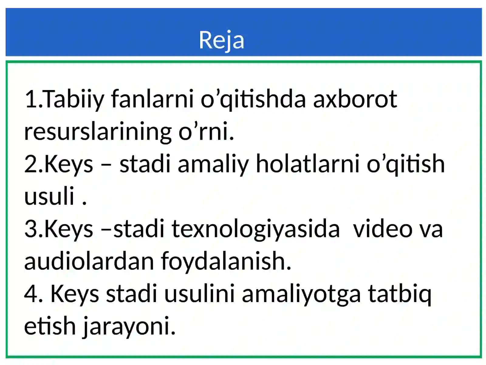 BIOLOGIYA O’QITISH METODIKASI:Tabiiy fanlar nazariyasi darslarini tashkil etishda “Keys stadi” texnologiyasini amaliyotda qo’llash metodikasi 2
