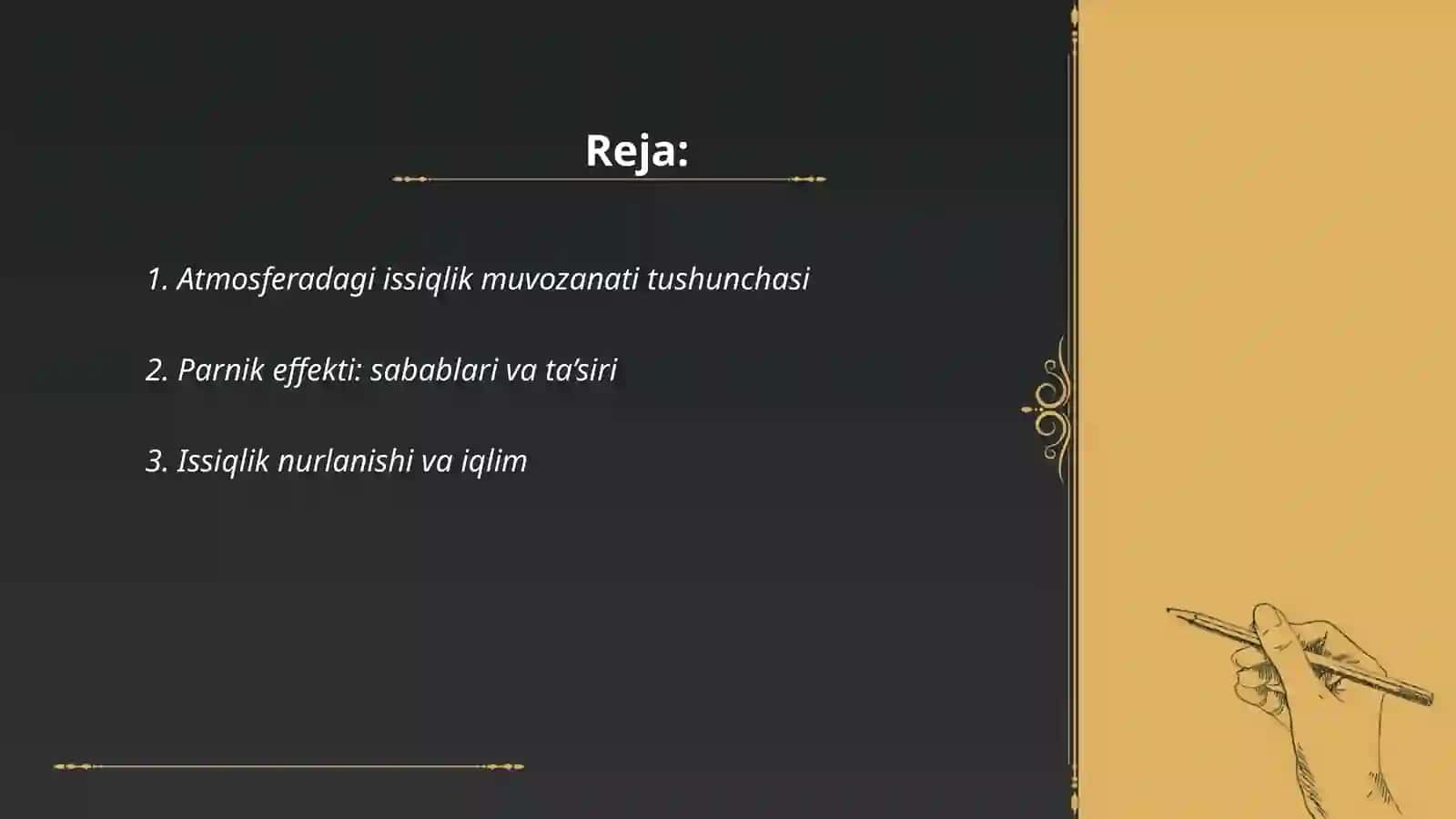 Atmosfreadagi issiqlik muvozanati o’zgarishining sayyora iqlimiga ta’siri, parnik effekti 2