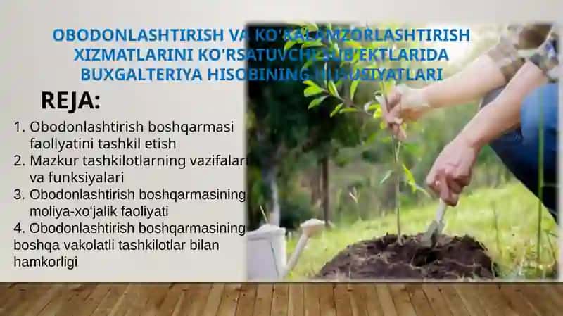 OBODONLASHTIRISH VA KO'KALAMZORLASHTIRISH XIZMATLARINI KO'RSATUVCHI SUB'EKTLARIDA BUXGALTERIYA HISOBINING HUSUSIYATLARI 2