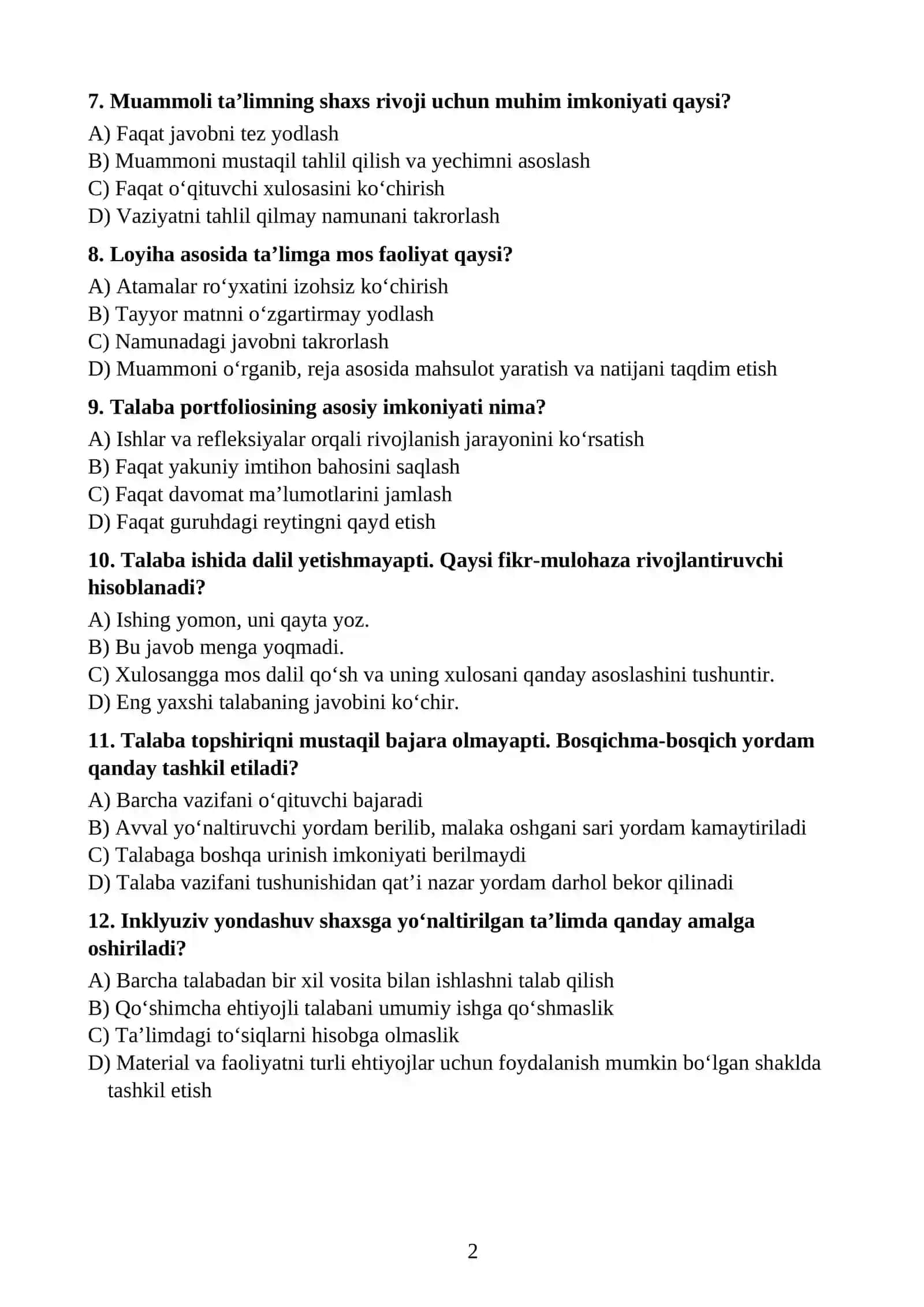 Pedagogik jarayonda shaxsga yo‘naltirilgan ta’lim texnologiyalarining imkoniyatlari 2