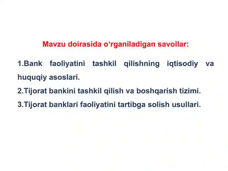 TIJORAT BANKLARI VA ULARNING FUNKTSIYALARI 2