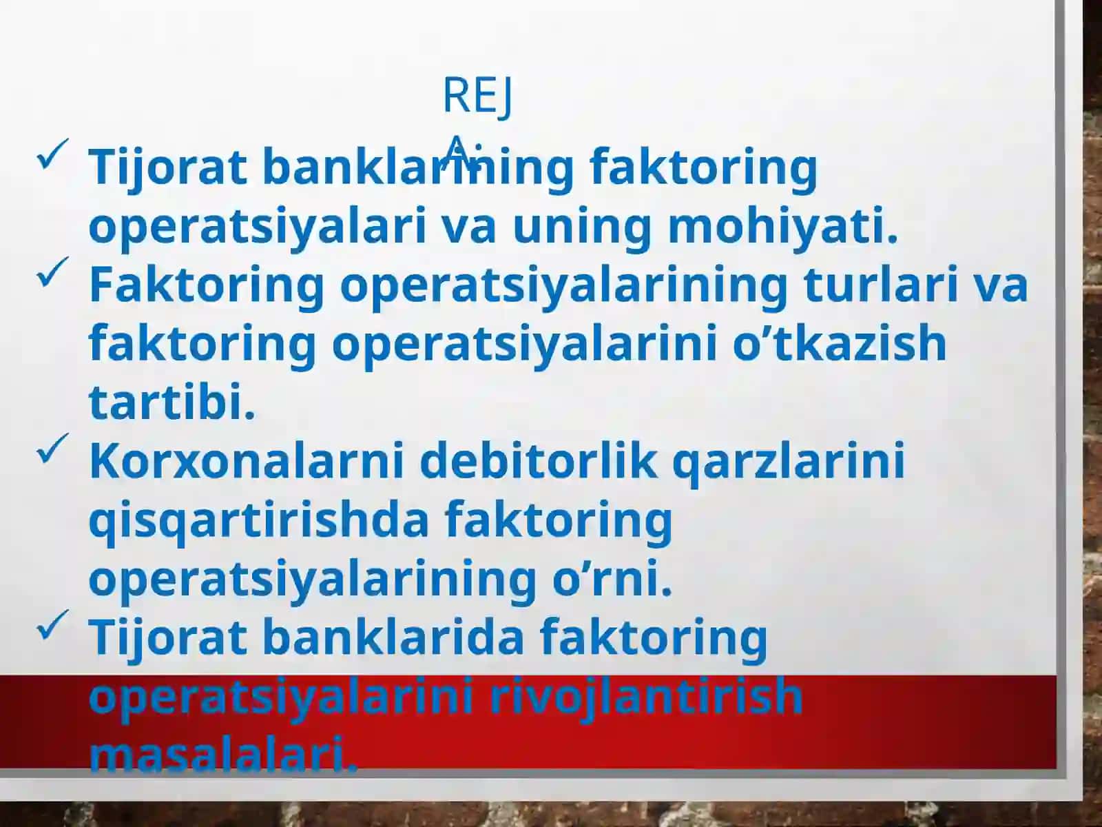 TIJORAT BANKLARINING FAKTORING OPERATSIYALARI 2