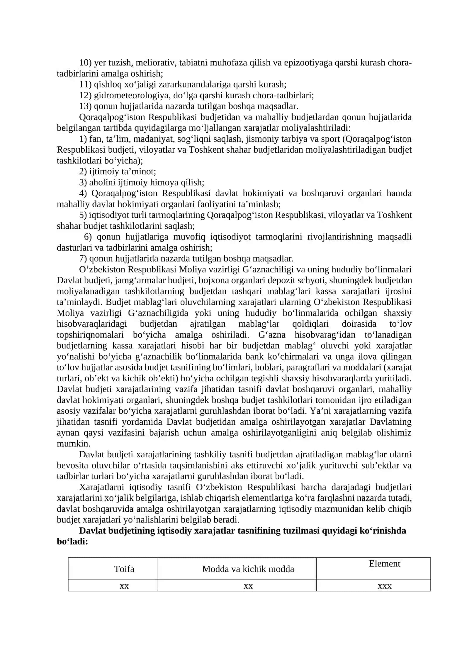 DAVLAT ByudjetI VA DAVLAT MAQSADLI JAMG'ARMALARI ByudjetLARI XARAJATLARI KASSA IJROSI HISOBI 2