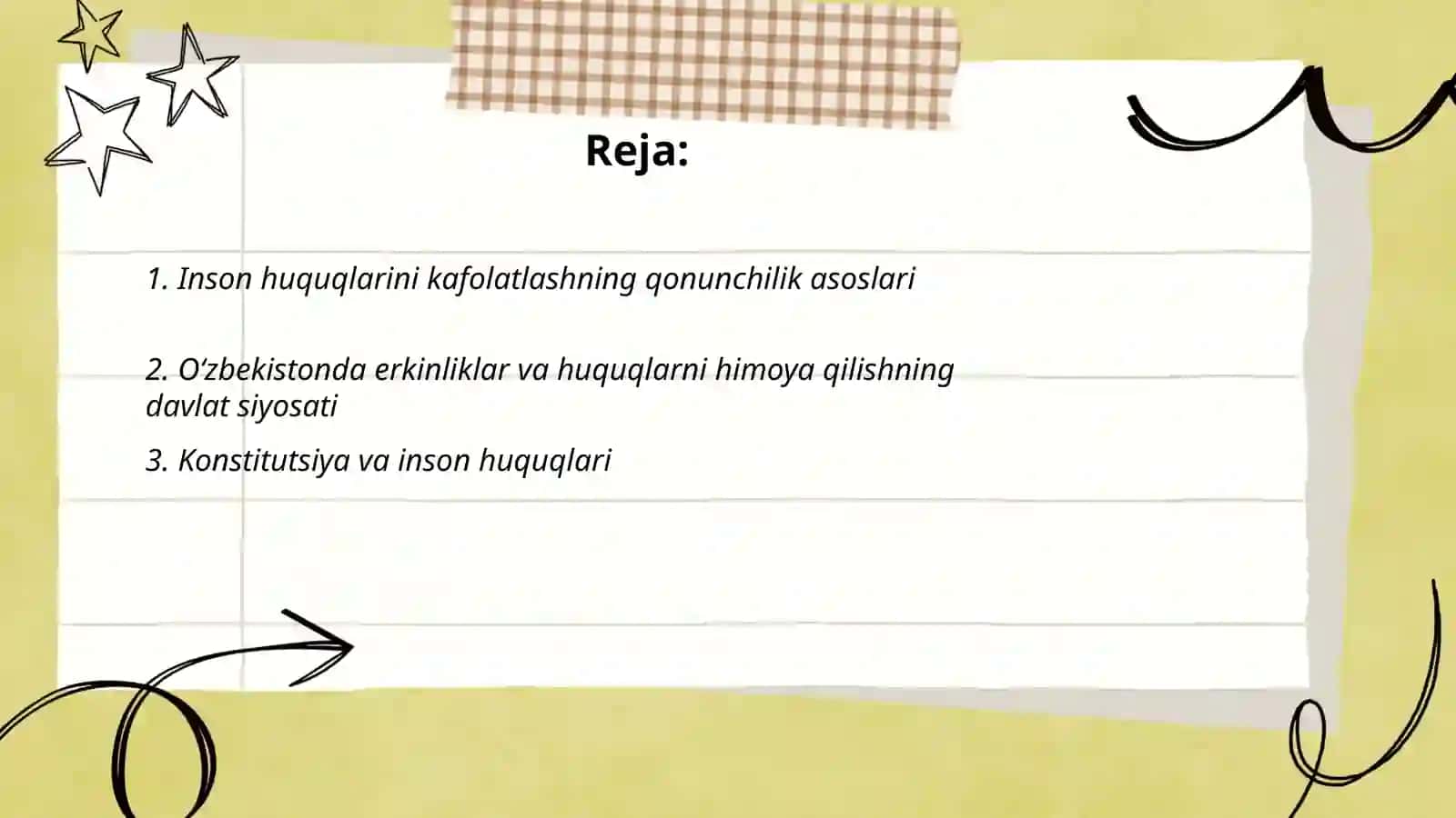 Oʻzbekistonda inson haq -huquqlari va erkinliklari kafolatining yaratilishi 2