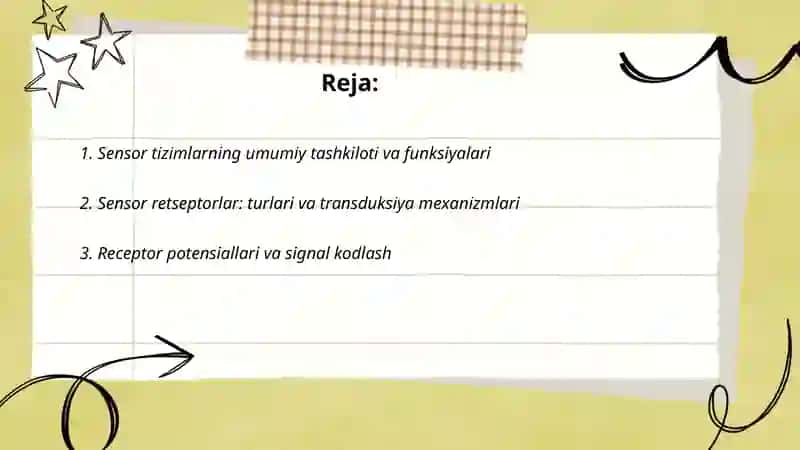Sensor tizimlar fiziologiyasi 2