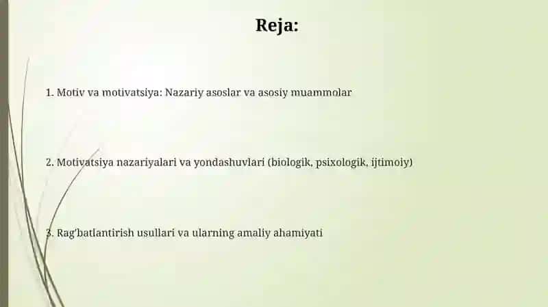 Motiv va motivatsiya muommosi 2