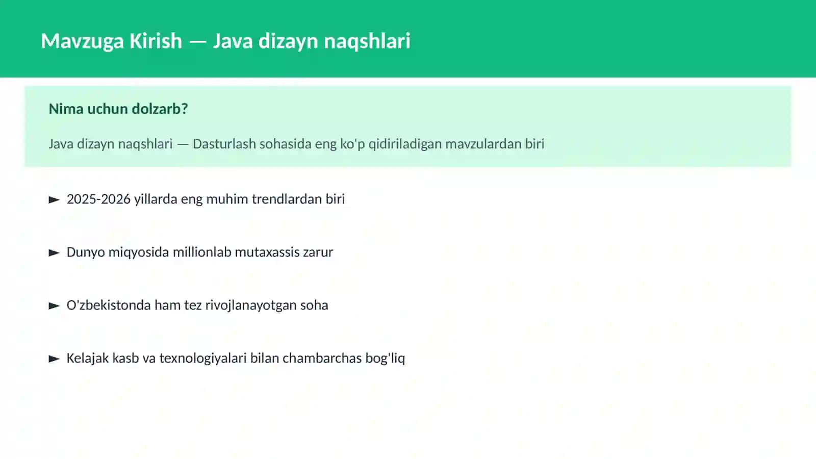 Java dizayn naqshlari 2