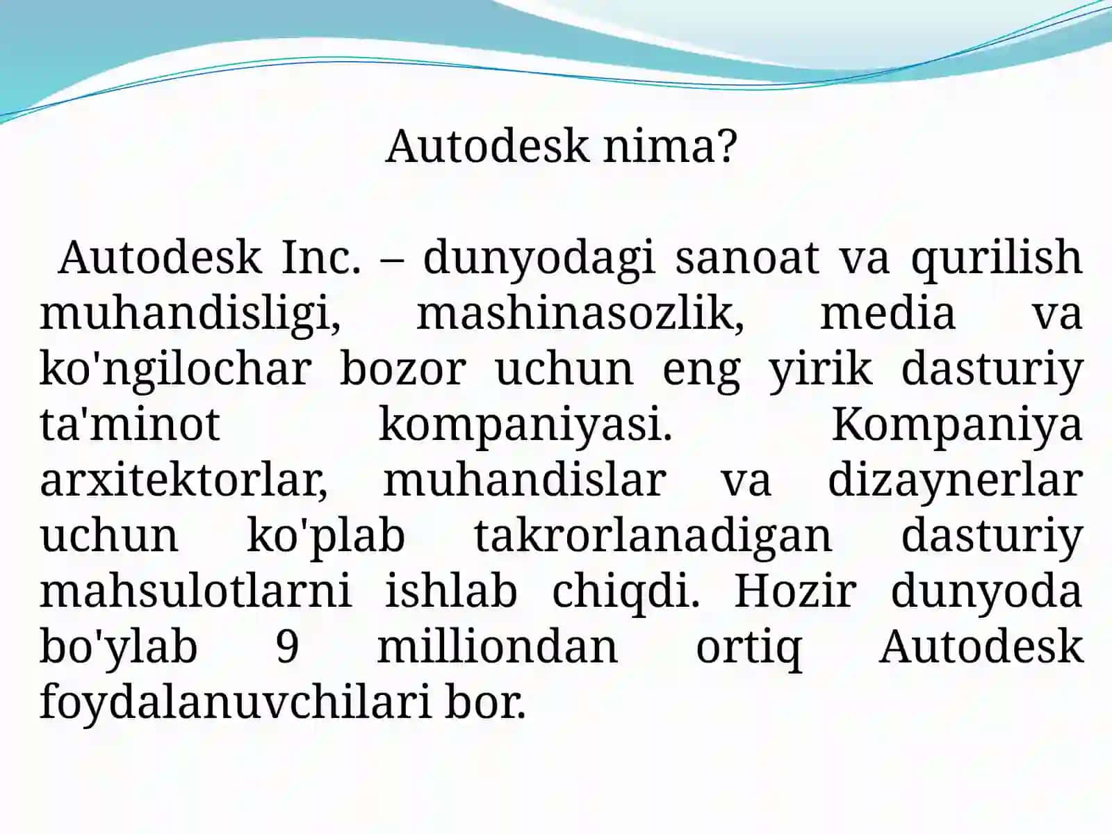 Avtomatlashtirilgan loyihalash tizimlari 2
