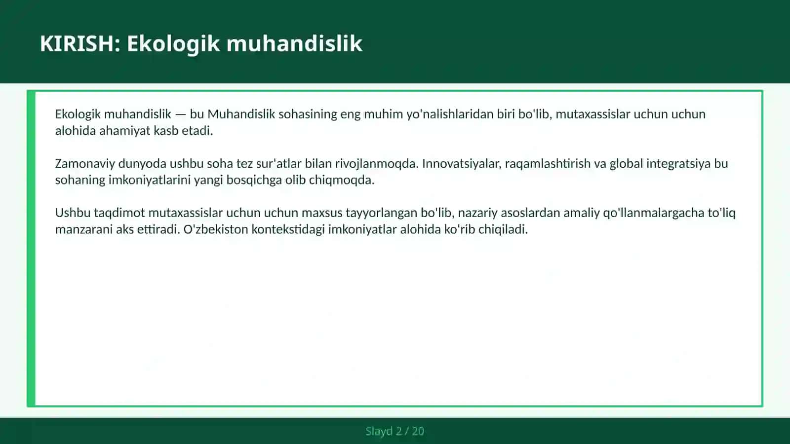 Ekologik muhandislik 2