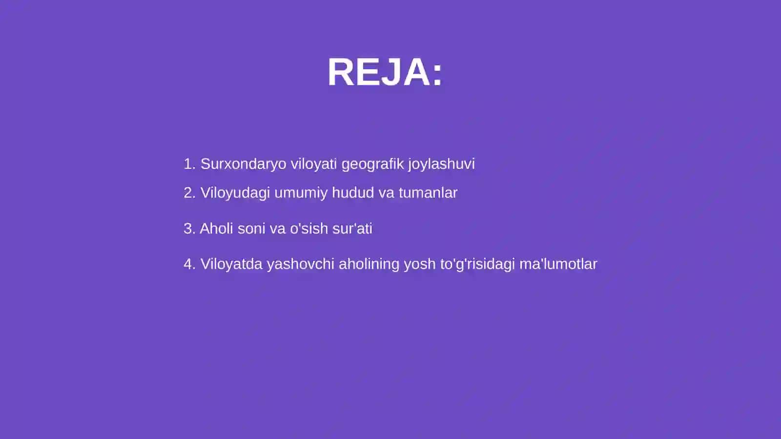 Surxondaryo viloyati hududi, aholisi, shahar va qishloq aholisi, erkaklar va ayollar soni haqida ma'lumot va statistik jadvallar 2