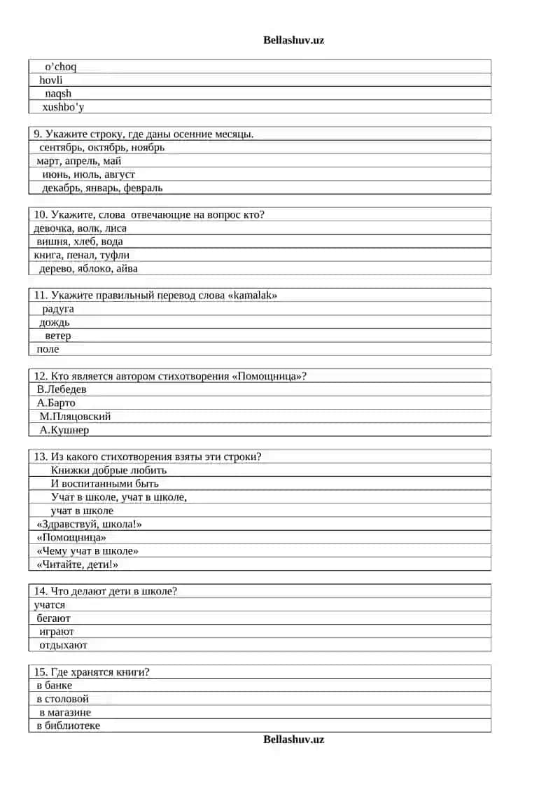 Тесты по русскому языку для 3-класса 2