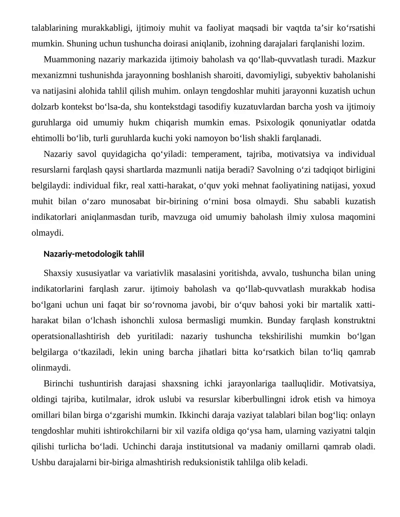 KIBERBULLINGNI IDROK ETISH VA HIMOYA OMILLARI — INDIVIDUAL FARQLARI 2