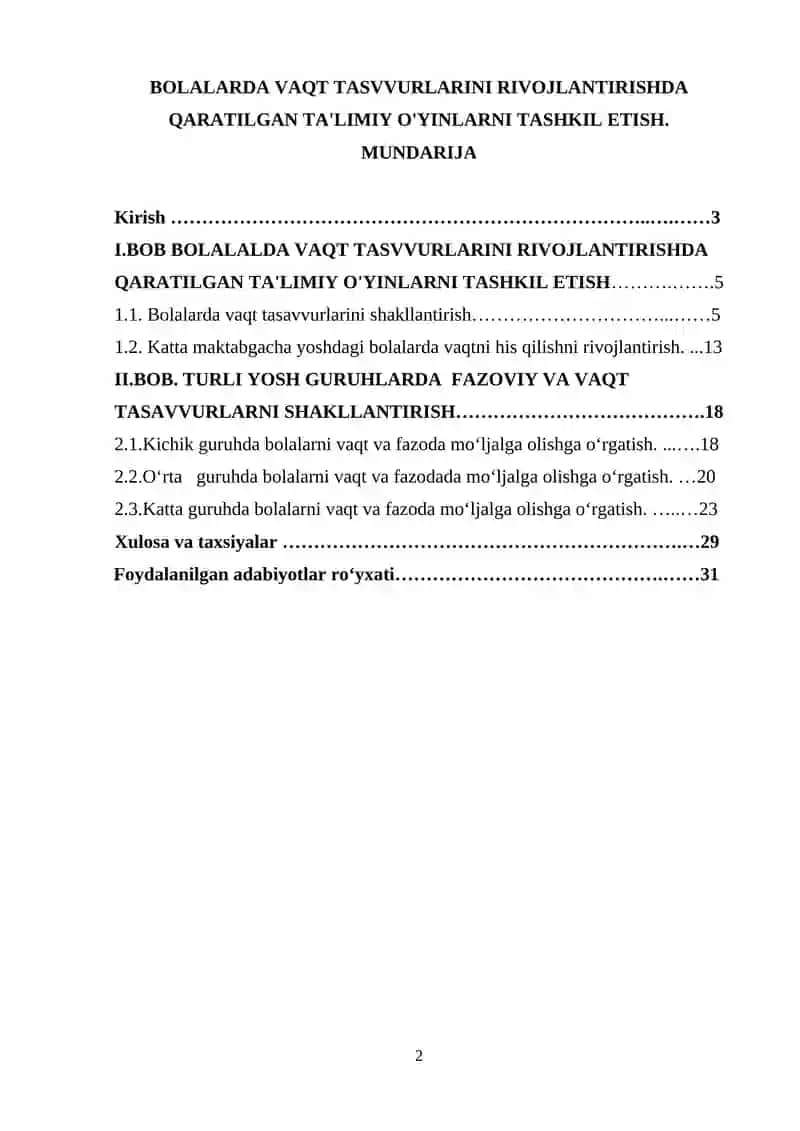 BOLALARDA VAQT TASVVURLARINI RIVOJLANTIRISHDA QARATILGAN TA'LIMIY O'YINLARNI TASHKIL ETISH 2