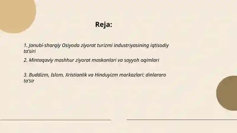 Janubi-sharqiy Osiyoda ziyorat turizmi industriyasi 2