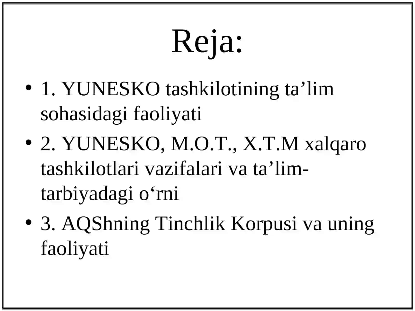 Komparativistik pedagogika fani rivojlanishida xalqaro tashkilotlar va ularning faoliyati 2