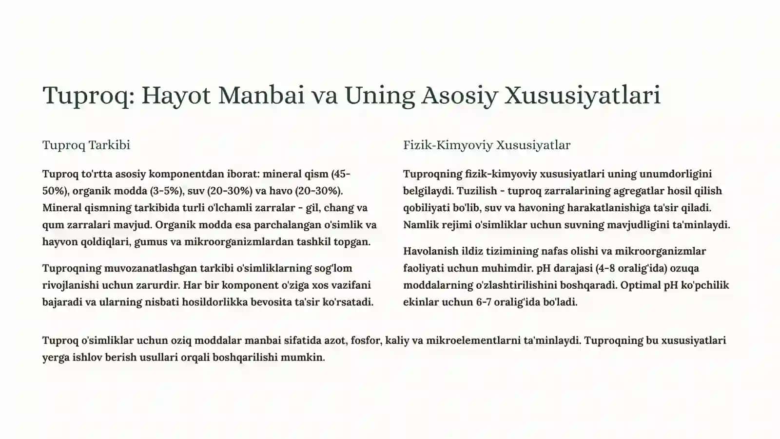 Yerga Asosiy Ishlov Berish Usullarining Tuproq Xususiyatlari va O'simliklarni O'sishi Hamda Rivojlanishiga Ta'siri 2