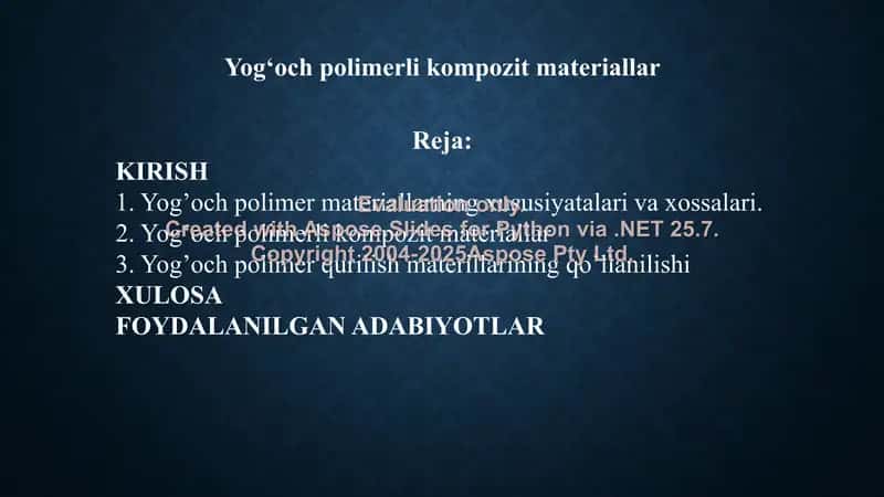 Yog’och polimerli kompozit materiallar 2