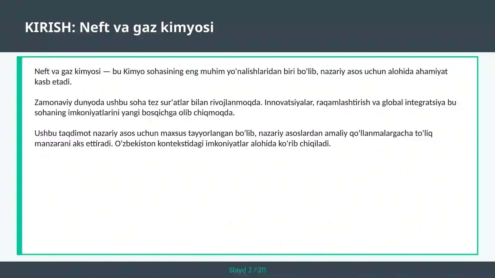 NEFT VA GAZ KIMYOSI 2