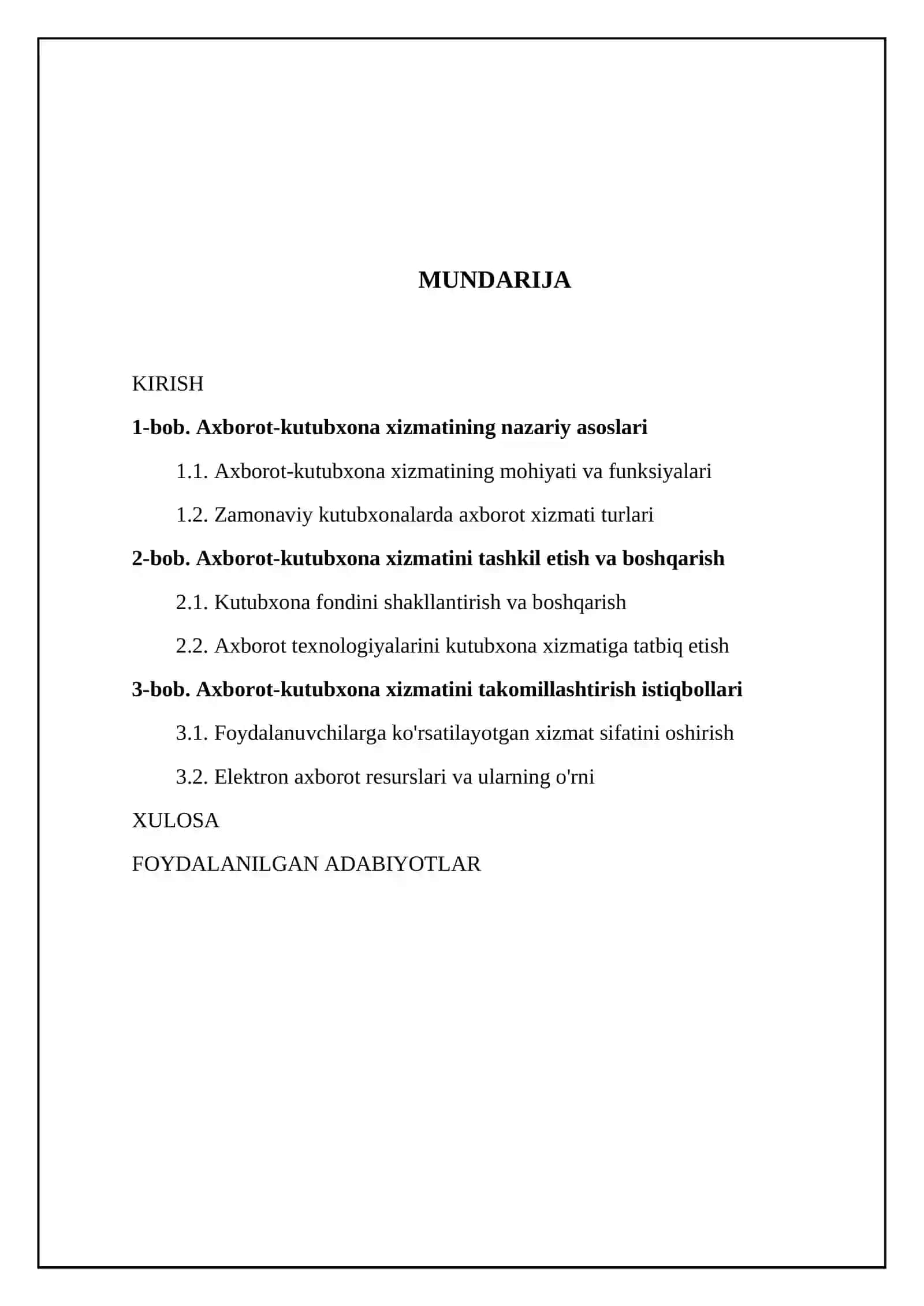 Kutubxona-axborot xizmatini ko'rsatish masalalari 2