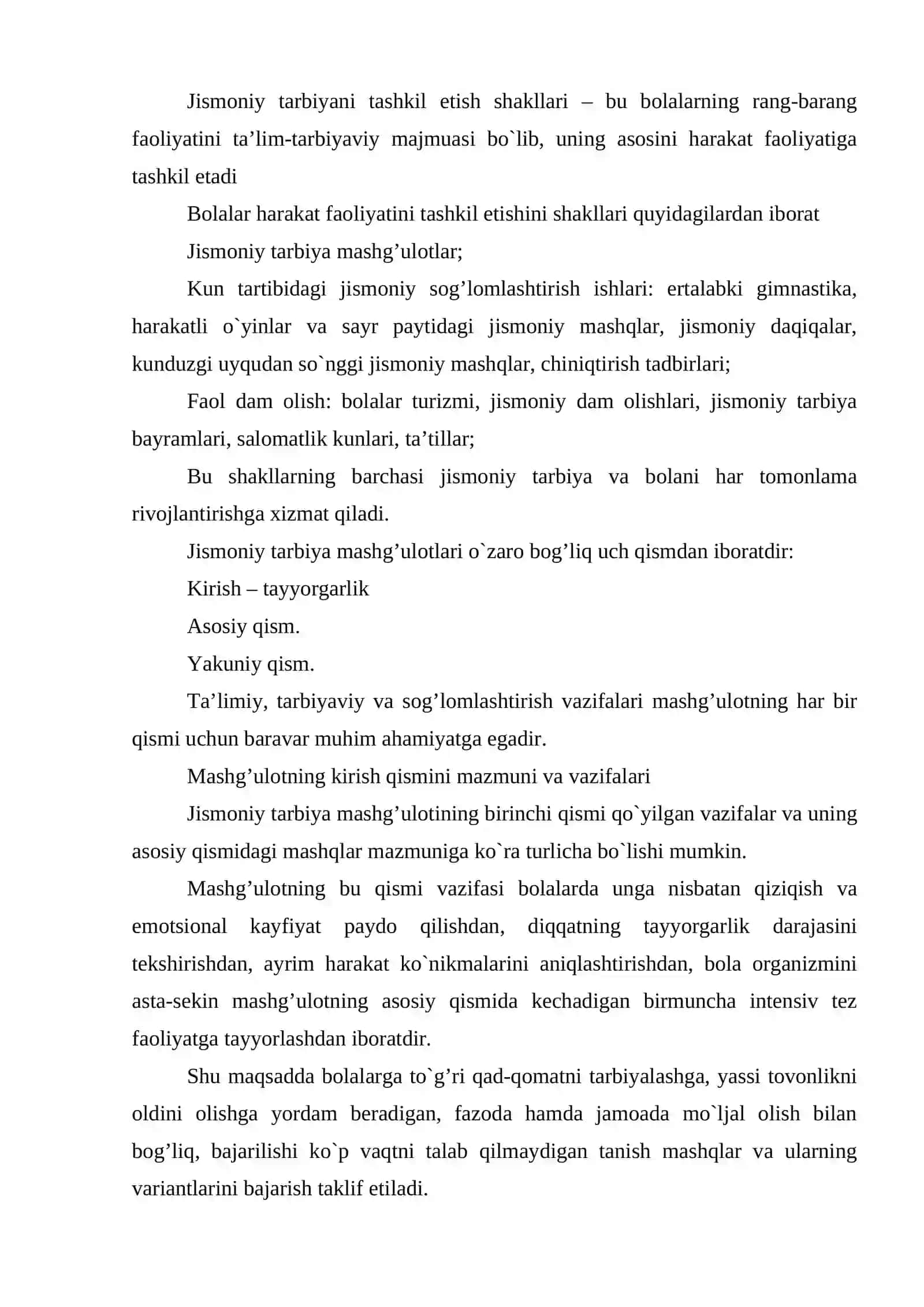 Jismoniy tarbiya boyicha yo'riqchining ish faoliyati 2