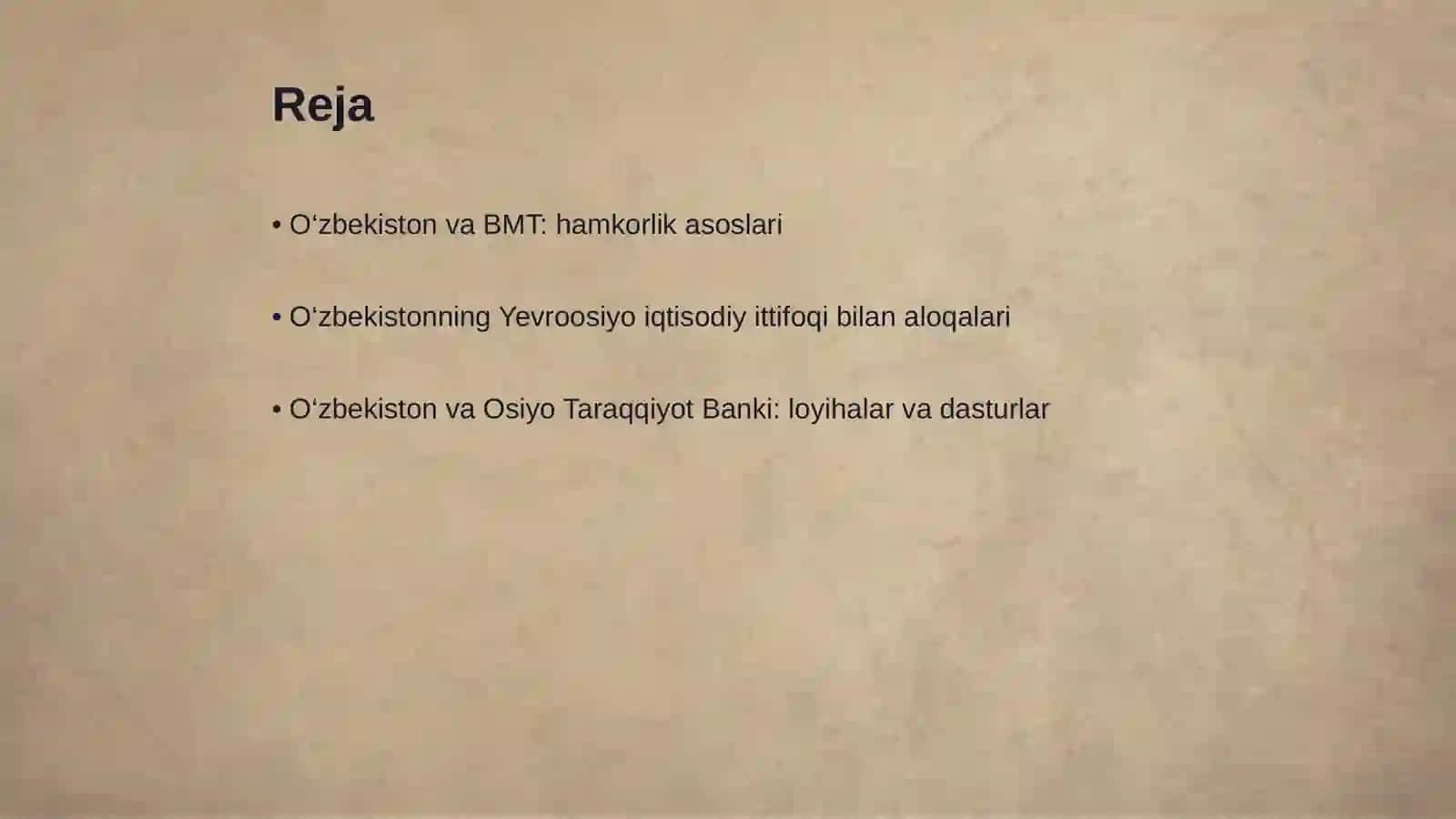 O‘zbekistonning xalqaro tashkilotlar bilan hamkorlik aloqalari 2