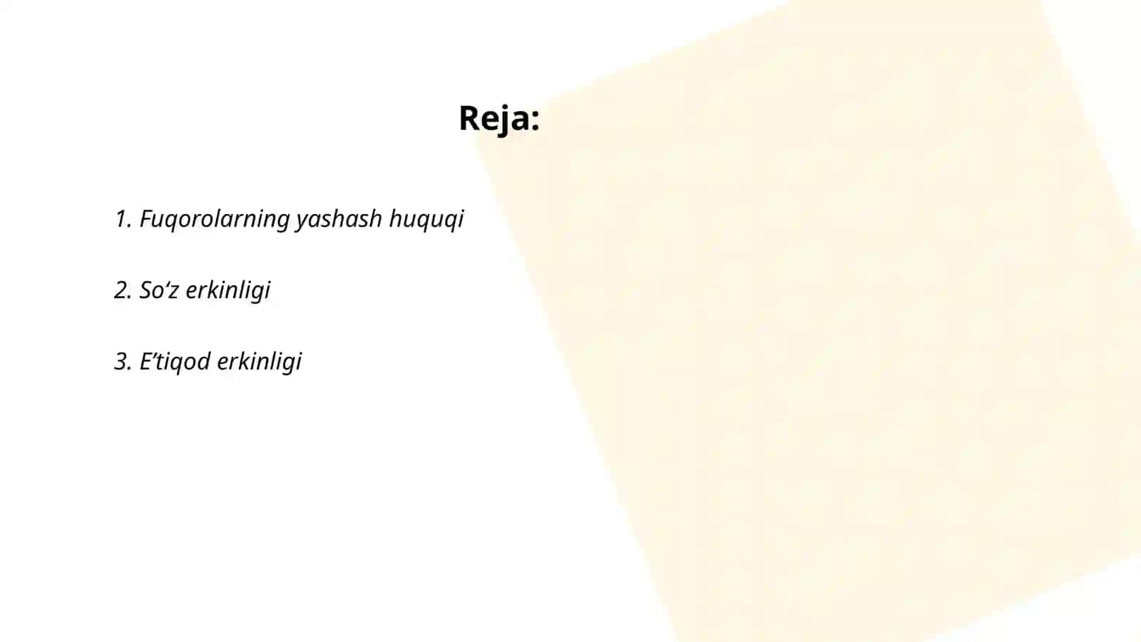 Fuqorolarning shaxsiy huquq va erkinliklari 2