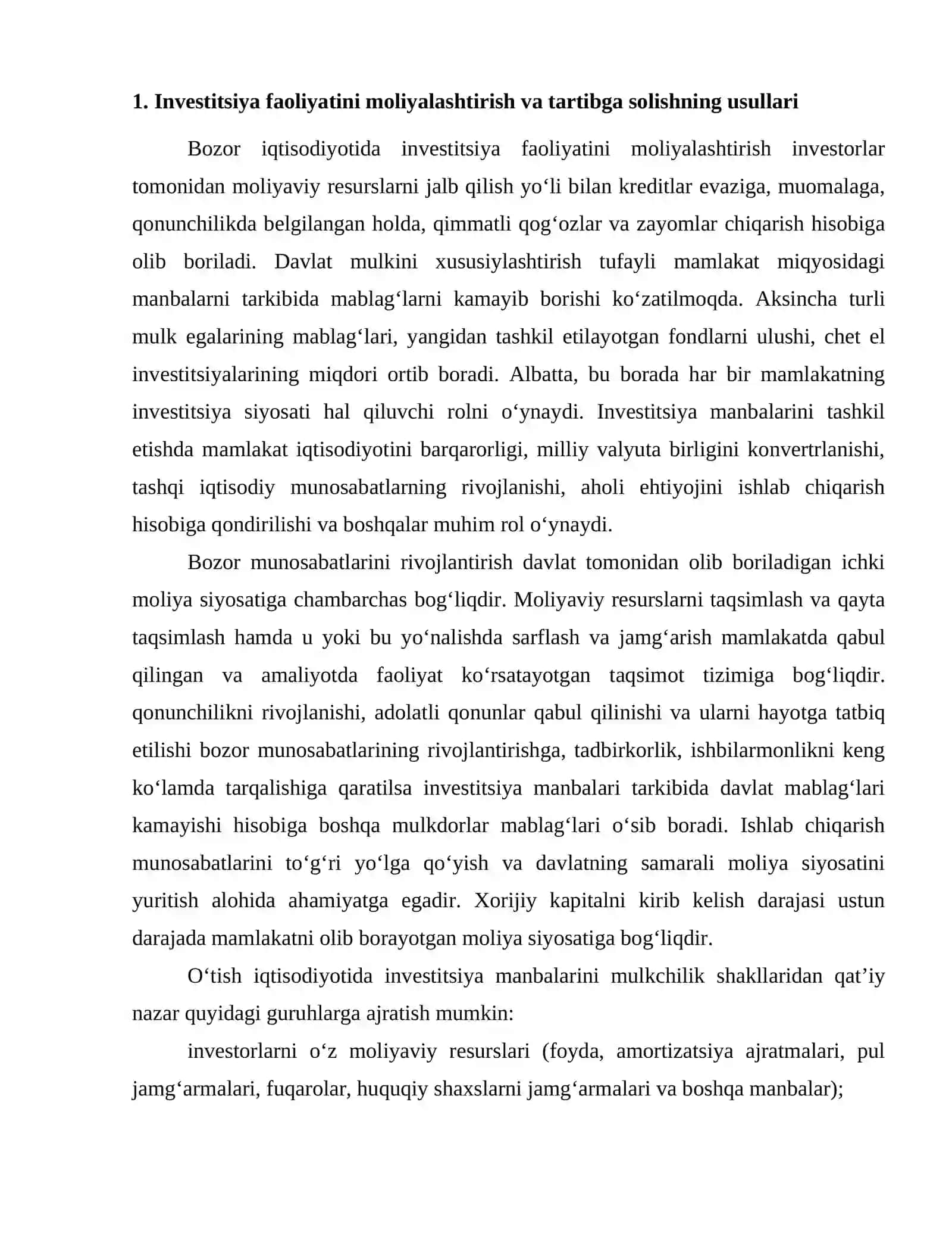 Investitsiya faoliyatini moliyalashtirish va davlat tomonidan tartibga solish 2