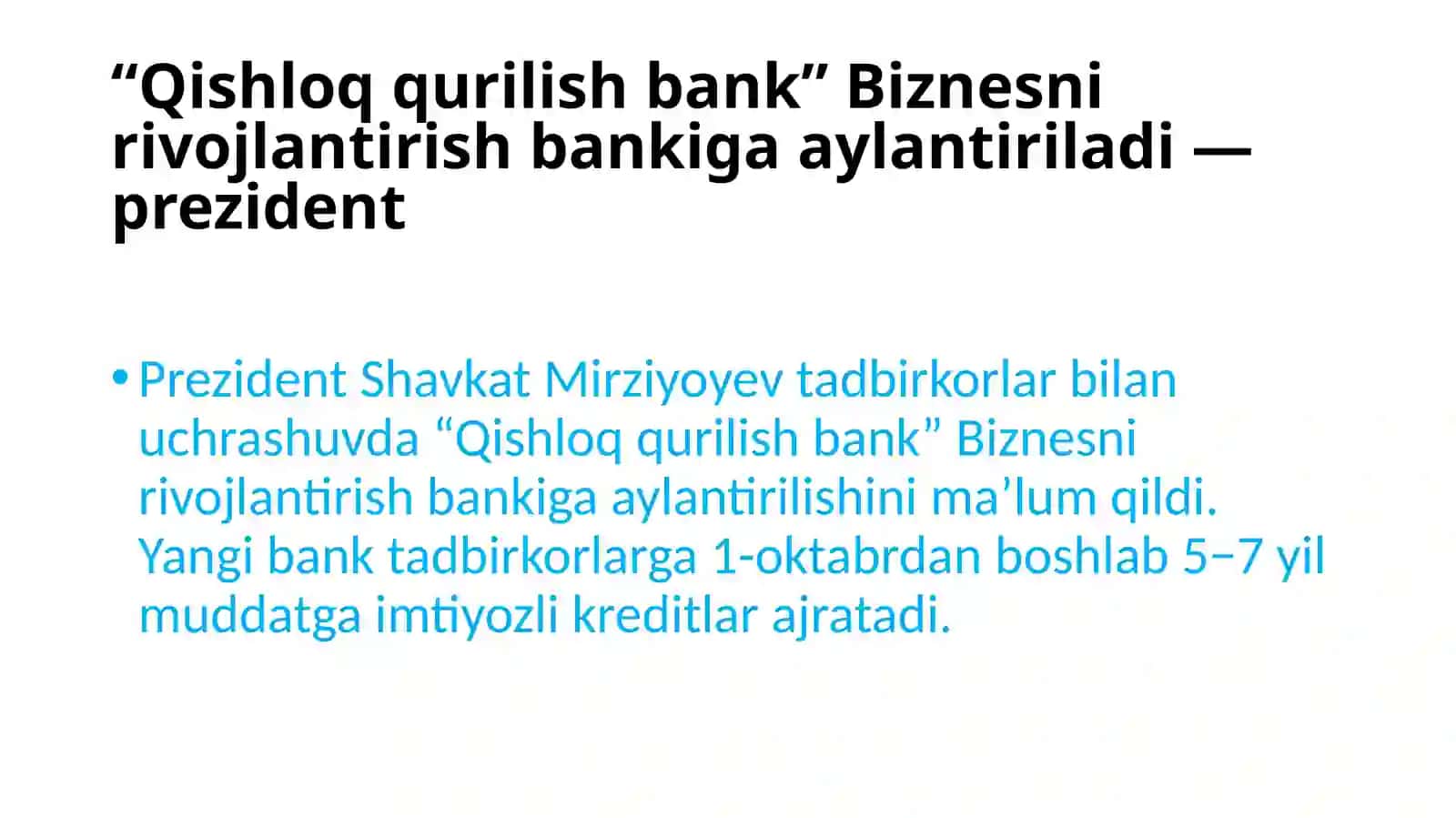 Qishloqqurulish bank kreditlar 2