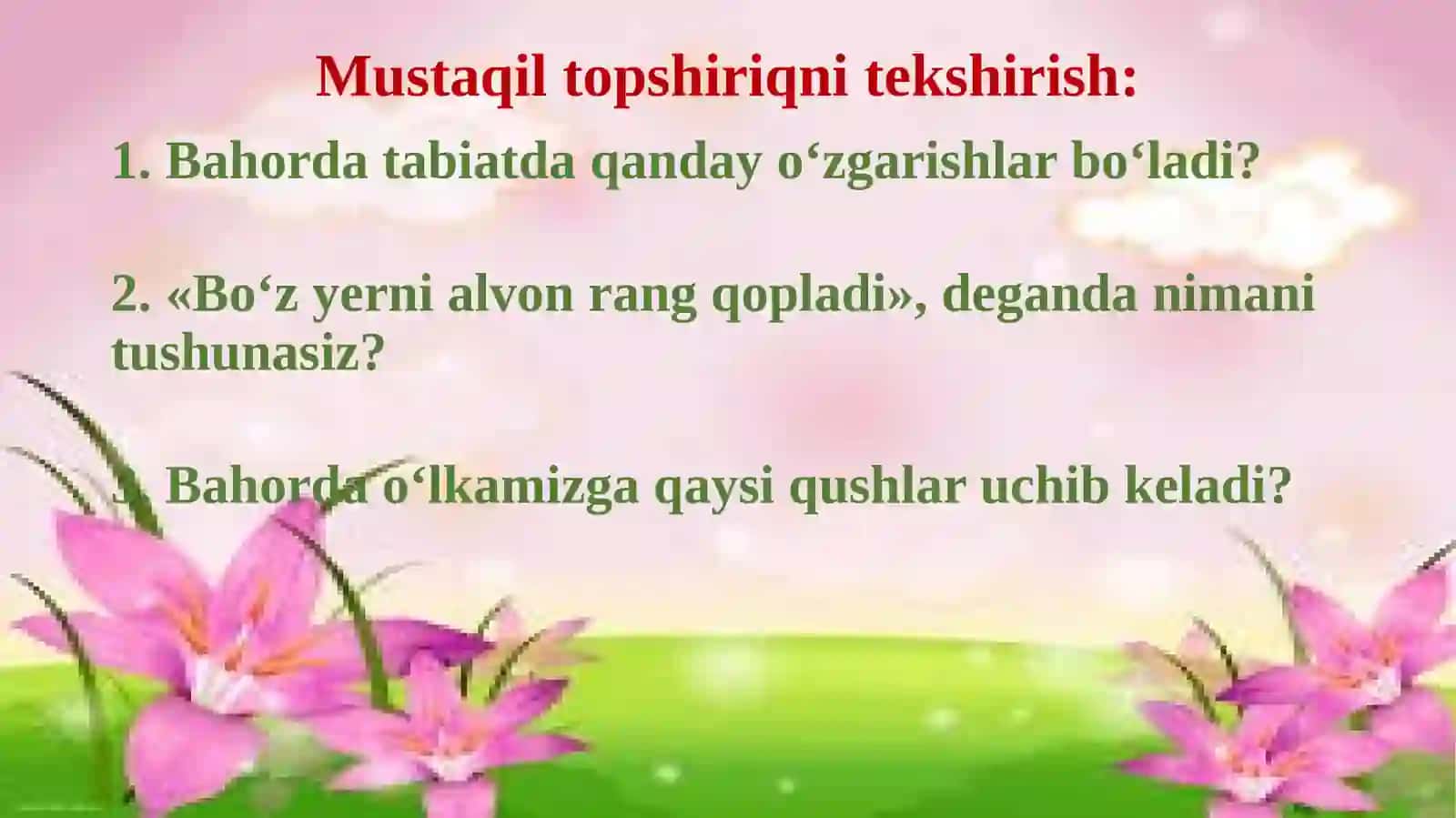 Bahorda tabiatda bo‘lib o‘tgan qanday o‘zgarishlar bo‘ladi? 2
