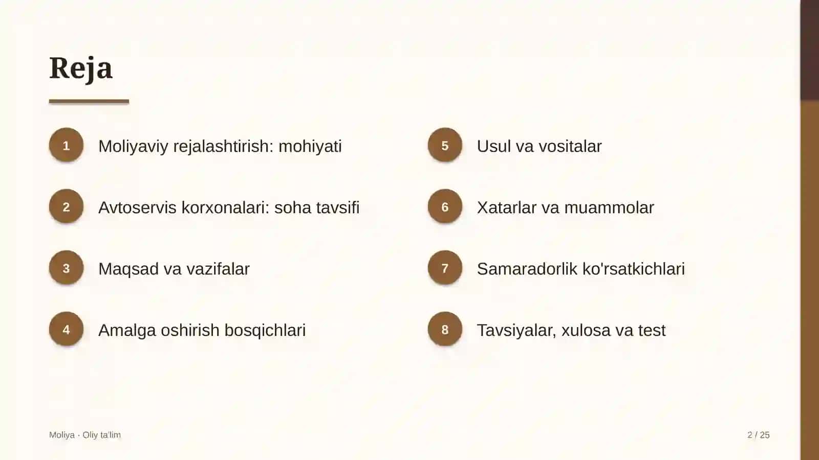 Avtoservis korxonalarida moliyaviy rejalashtirish 2
