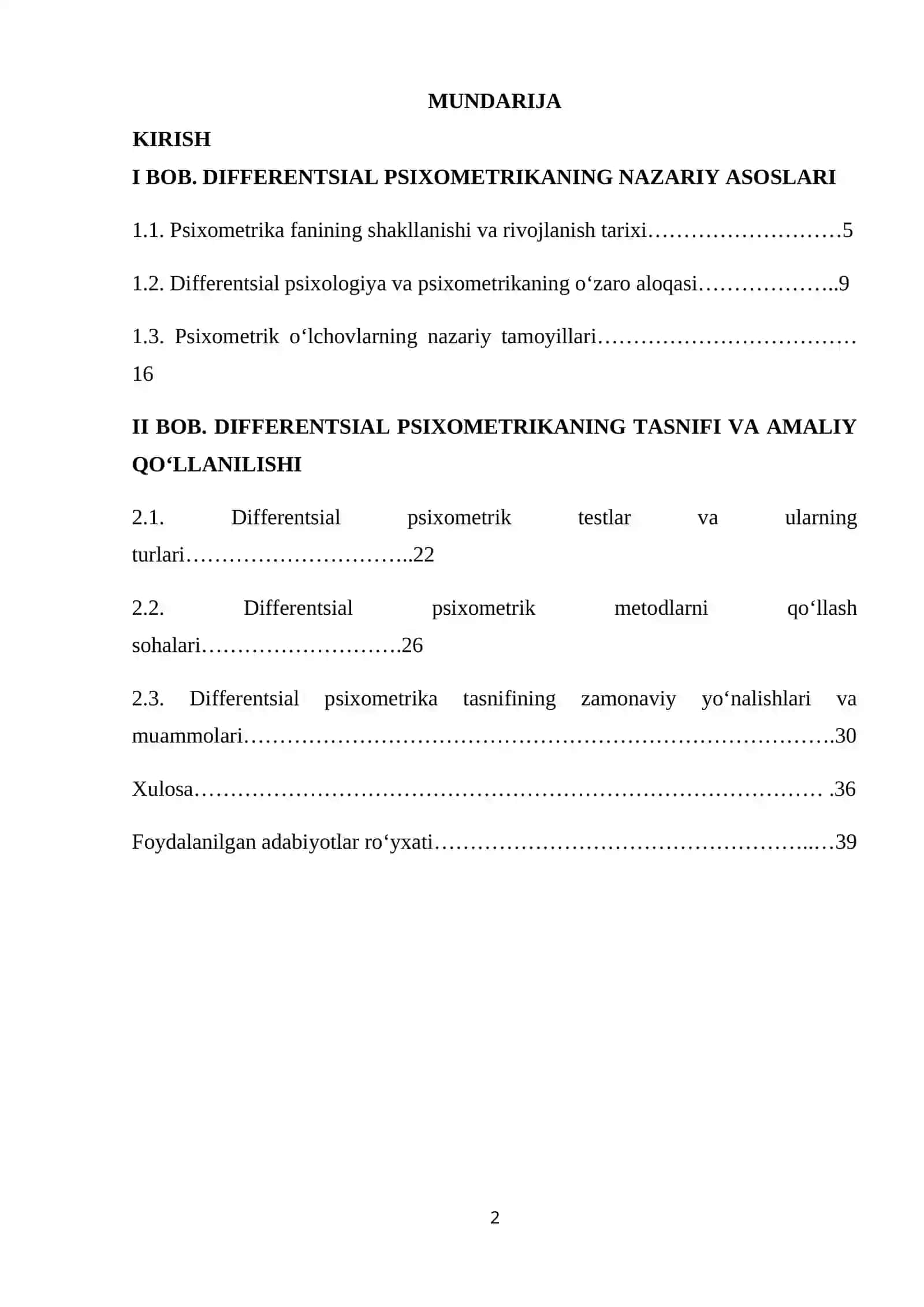 DIFFERENTSIAL PSIXOMETRIKA TASNIFI 2