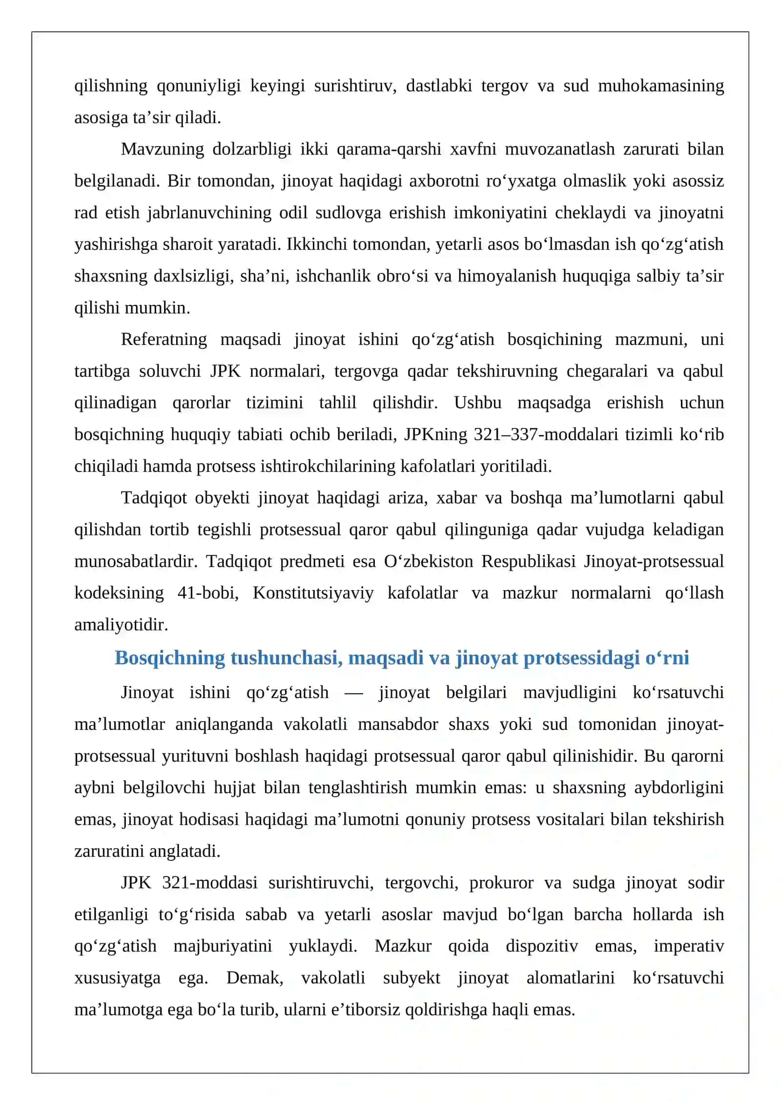 Jinoyat ishini qoʻzgʻatish bosqichi va uning ahamiyati 2