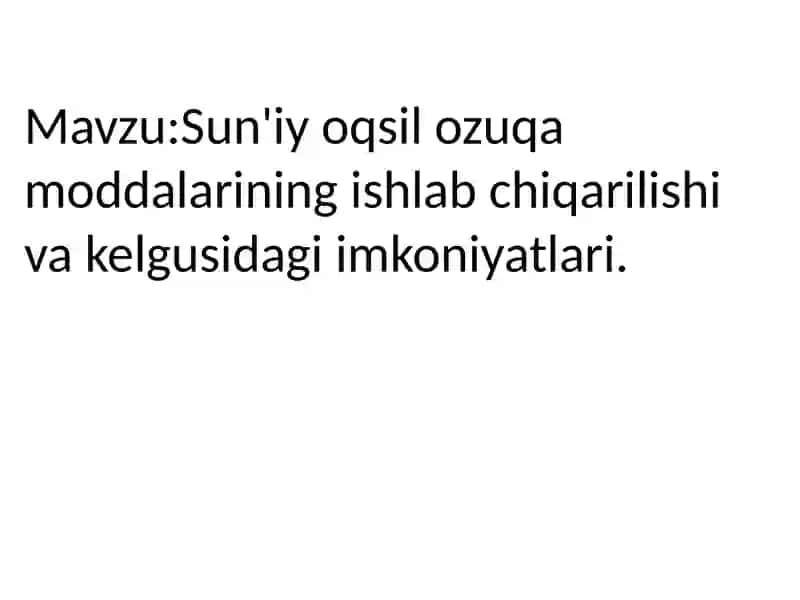 Sun'iy Oqsil Ozuga Moddalari 2