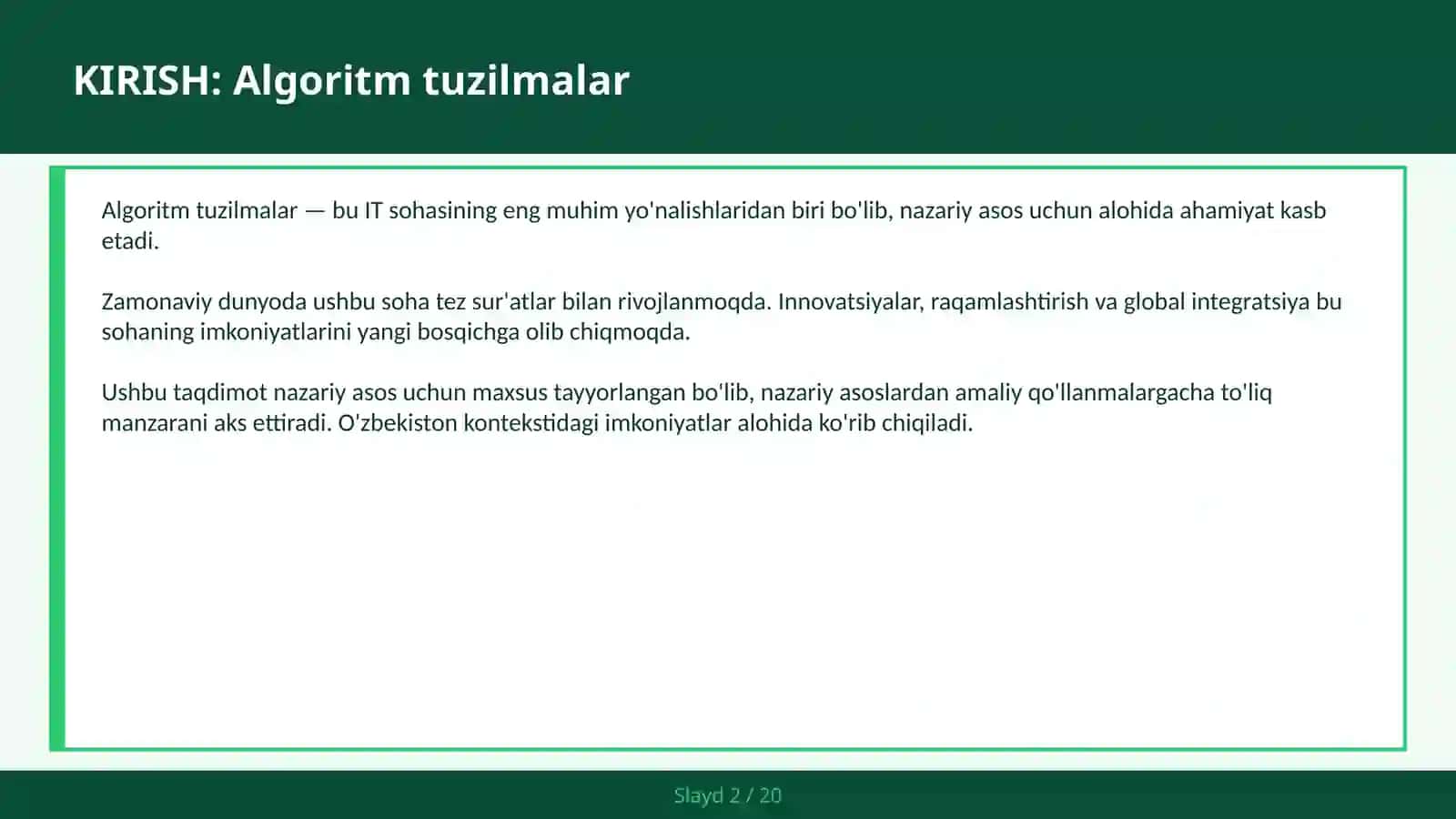 Algoritm tuzilmalar 2