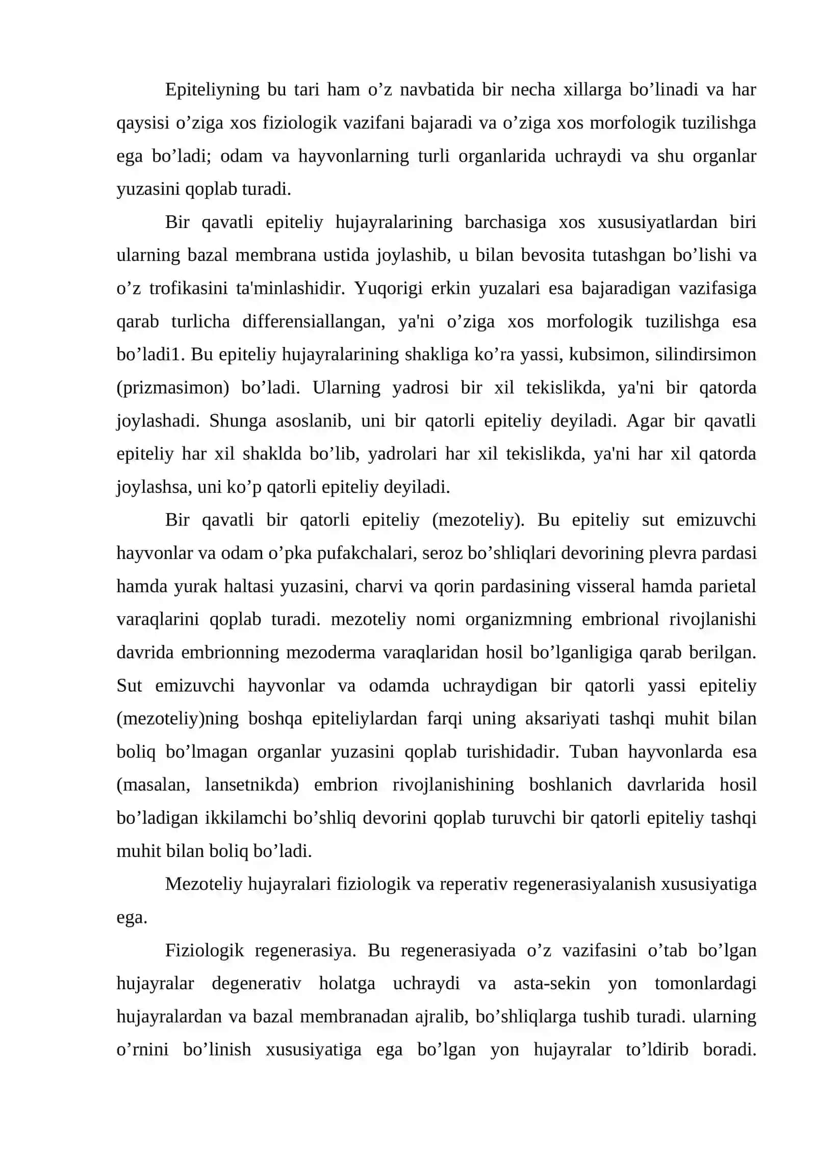 Epiteliyning tuzilishi va vazifasi 2