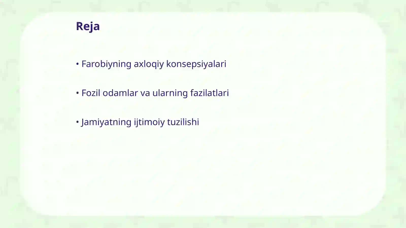 Farobiyning "Fozil Odamlar Shahri" Asaridagi Axloq va jamiyat 2