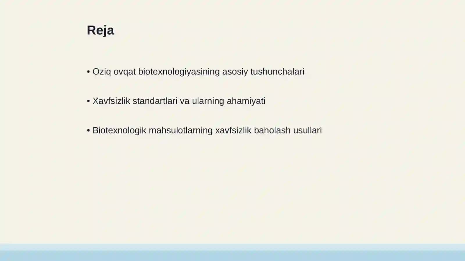 Oziq ovqat biotexnologiyasida xavfsizlik standartlarini ishlab chiqish va taklif berish 2