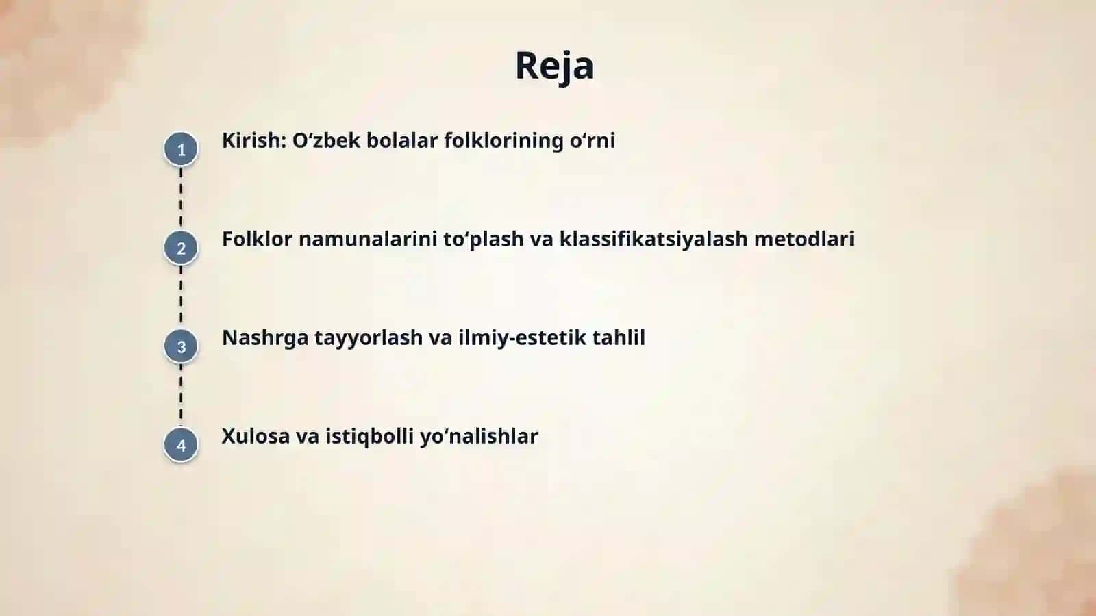 Ozbek bolalar folklori namunalarini toplash, nashr etish va ilmiy-estetik qimmatini  organish 2