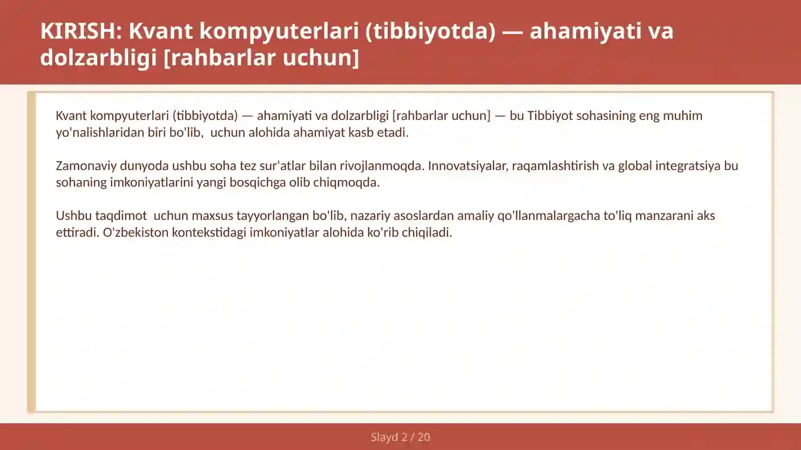 Kvant kompyuterlari (Tibbiyotda) — ahamiyati va dolzarbligi [rahbarlar uchun] 2