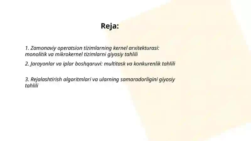 Zamonaviy operatszon tizimlaming giyosiy tahlili 2