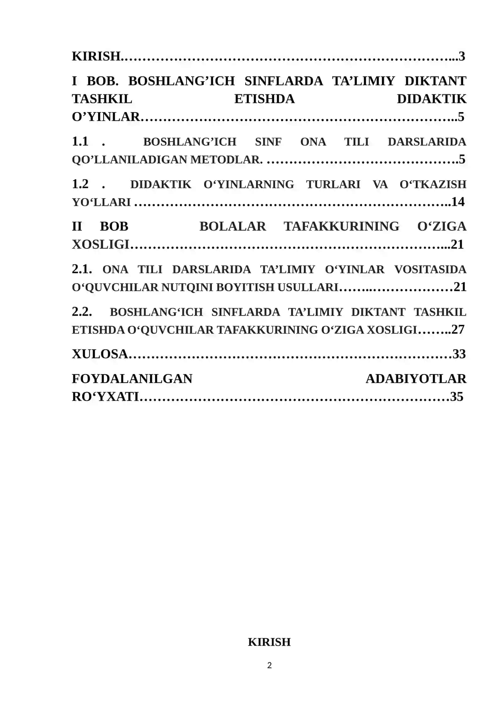 KURS ISHI BOSHLANG`ICH SINFLARDA TA’LIMIY DIKTANT VA UNI TASHKIL ETISH 2
