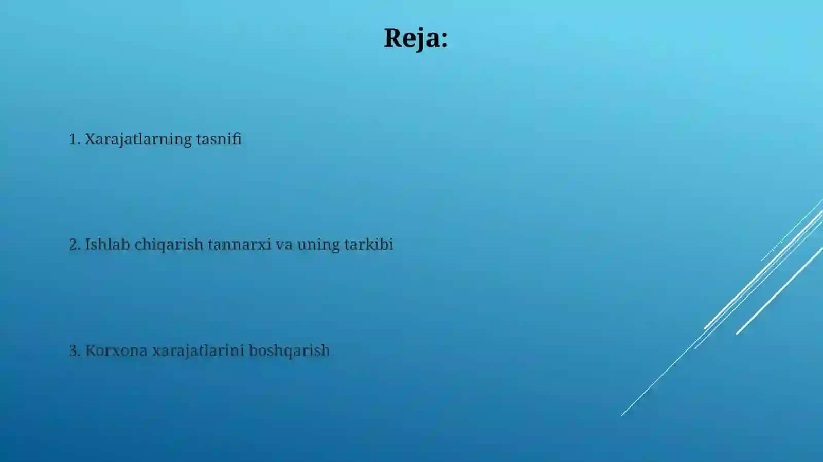 Xarajatlarning tasniflanishi 2