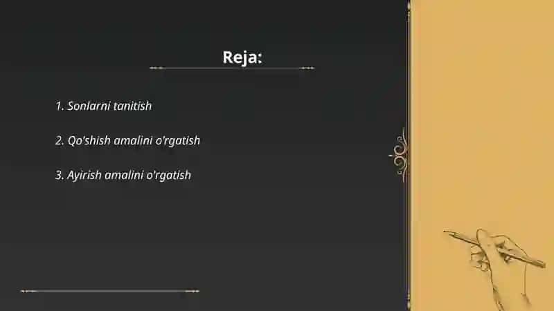 Bolalarni arifmetik amallarni ifodalashga o'rgatish 2