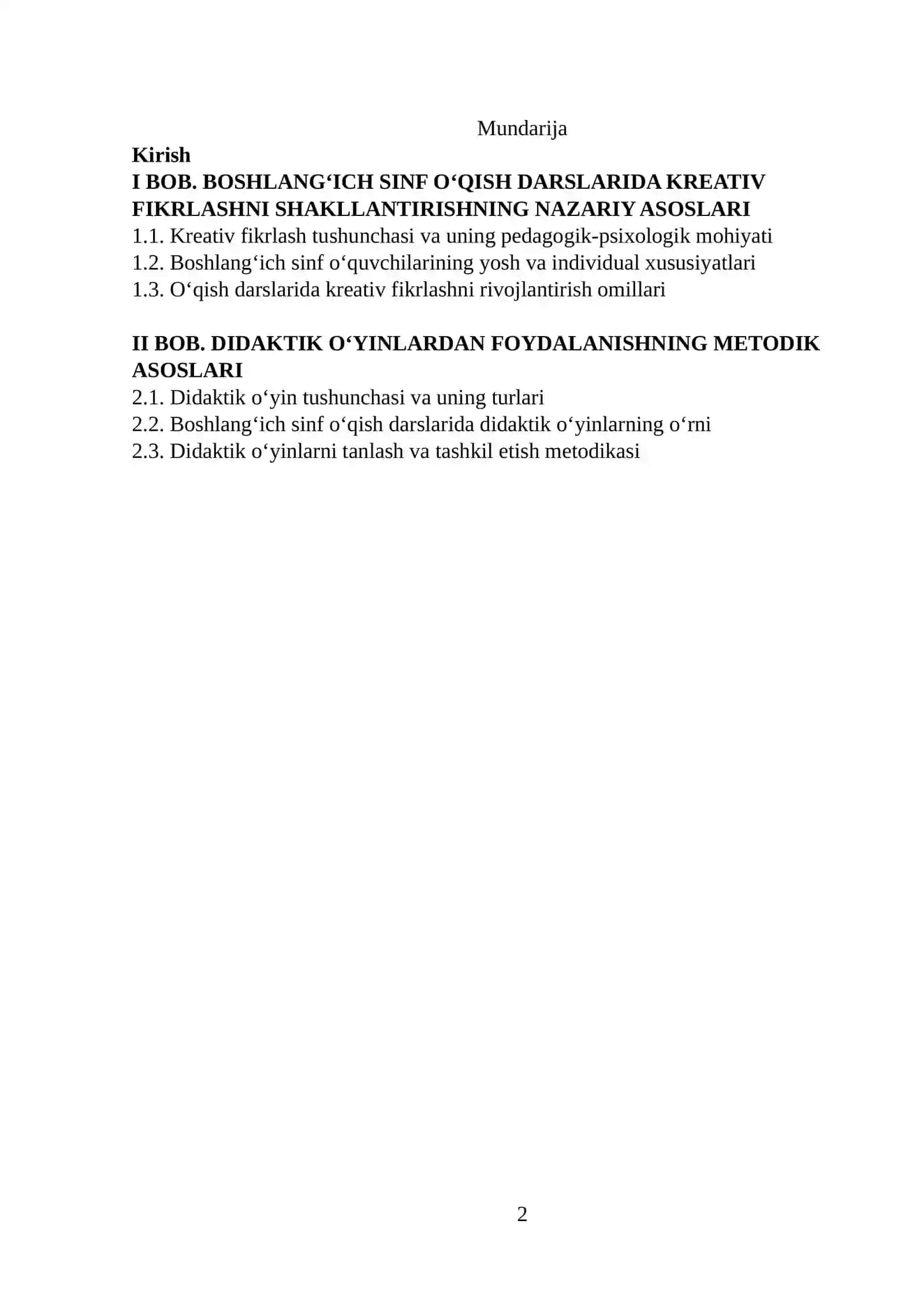 Boshlangʻich sinf oʻqish darslarida didaktik oʻyinlardan foydalanish orqali kreativ fikrlash samaradorligini oshirish 2